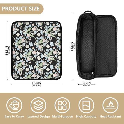 Bolsa de viaje para herramientas de cabello para mujer con alfombrilla resistente al calor, organizador portátil blanco y verde floral para planchas, rizadores y secadora miniatura 4