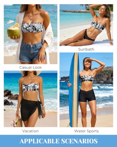 Image of Aqua Eve Women Strapless Bikini Top Only Bandeau Swim Top Tube Top Swimsuit