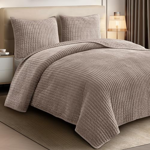 SHALALA Velvet Quilt King Size Bedding Set