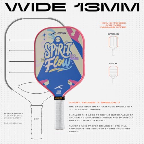 Image of Hundred Spirit X Flow - Pickleball Paddle | 13mm Core | Wide Body Power Paddle | Enhanced Sweet Spot | Ideal for Beginners & Intermediate Players | Free Paddle Bag