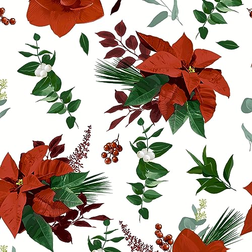 20 servilletas de Navidad con diseño de flor de Navidad de la naturaleza como decoración de mesa. Servilletas de papel con diseño. También para decoupage y decoupage (33 x 33 cm)