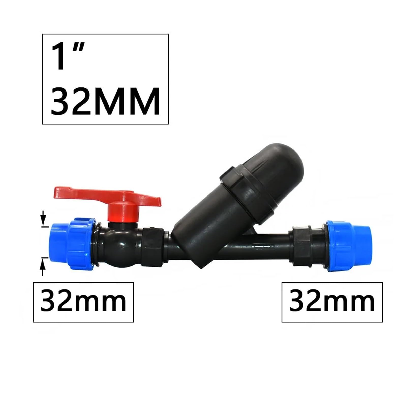Filtro de malla metálica for riego agrícola 3/4", 1", 1,2",5" y 120 con acoplador rápido tubo plástico(Black)