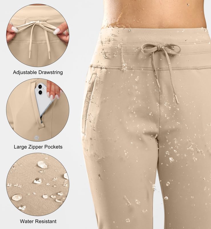 G Gradual Women's Fleece Lined Joggers High Waisted Water Resistant Thermal Winter Sweatpants Running Hiking Pockets - Image 4