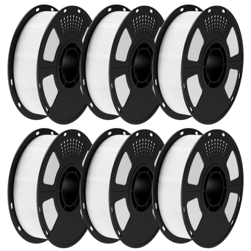 GIANTARM PETG Filament 1.75 mm 3D Printer 6 kg Spool, 6 Pieces, White