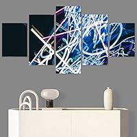 SIGNWIN 5 Panel Canvas Wall Art Abstract Closeup Colorful Digital Art Lights for Home Decorations Ready to Hang - 60