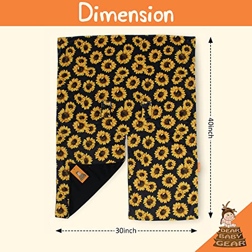 Image of Dear Baby Gear Car Seat Cover for Boys & Girls - Baby Carseat Canopy w /Snap Opening - Infant Seat Cover - Stroller & Nursing Covers - Newborn Carrier Canopy- 40x30(Sunflowers on Black, Black Smooth)