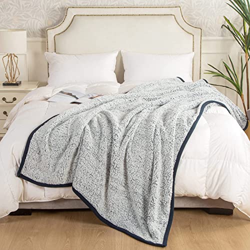 EMME Sherpa Ultra Soft Warm Fuzzy Fleece Throw Blanket, 152 x 203 cm Microfiber Cozy Blanket for Couch & Sofa, Lightweight - Image 2