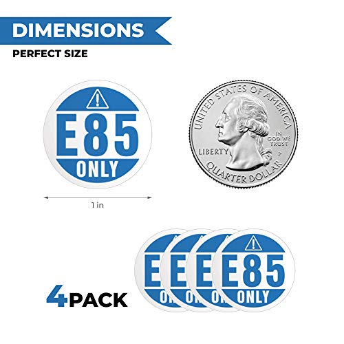 Image of E85 Sticker, Flex Fuel Labels for Vehicles, Rental Cars, Fleets, Trucks and SUVs - Weather Proof, Extreme Stick, Flex Fuel Decals, by Fuel Stickers - USA Made (1 inch Round), 4 Labels