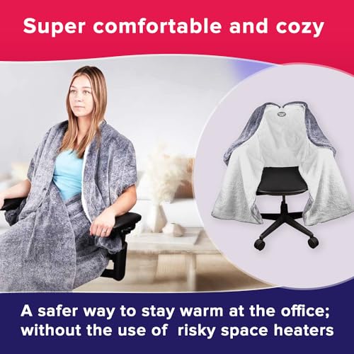 The Original Office Chair Blanket by SnuggleBack; Cozy Comfy Office Desk Chair Wrap Attaches for Convenient Heat and Hands-Free. Stay Warm In The Winter or Summer. Sherpa Fur Lining
