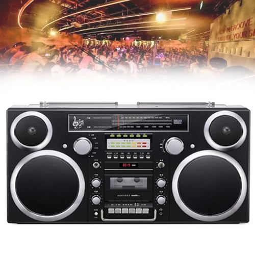 Radio Retro Bluetooth, Boombox De Cassette con Altavoz Hi-Fi Am/FM/Radio Micro SD/USB Luces Led Dinámicas Visuales 2700mah Reproducción Aux/Línea 85DB 88-108mhz 4Ohms 50Hz-20KHz