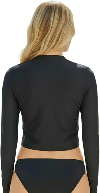 Hurley Cropped Rash Guard for Women - UPF 50+ Long Sleeve Sun Shirt Rashguard, SPF UV Sun Protection Swim Surf Water Top