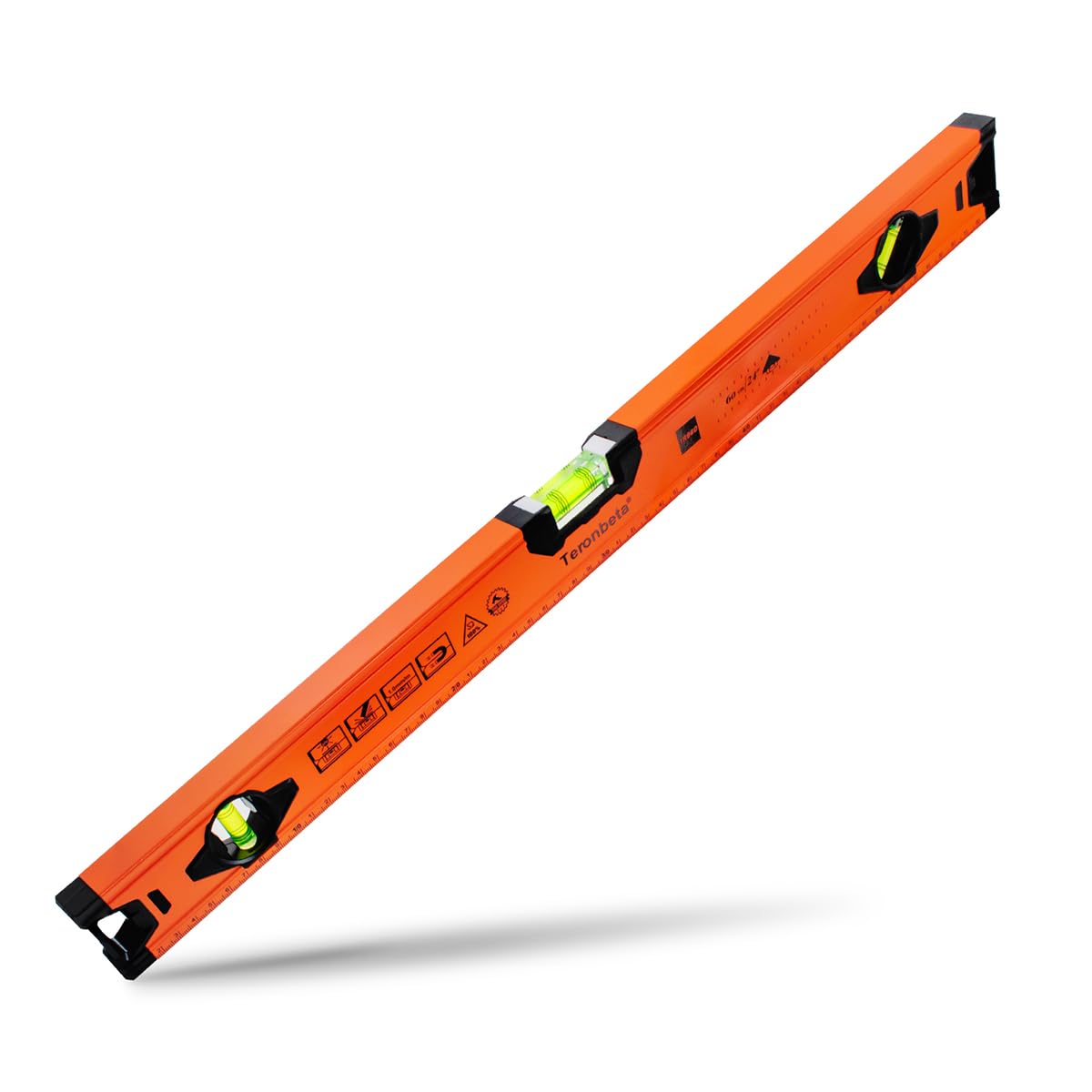 Livella a Bolla 60cm Magnetica con 3 Bolle (Orizzontale, Verticale,45 Gradi) e Prova di Urto Calotte Terminali in Gomma