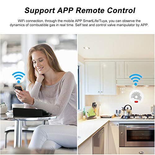 RuleaxAsi WIFI Detector de gás Detector de vazamento de gás combustível doméstico Detector de vazame