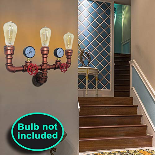 Retro roestige wandlamp ijzeren buis waterbuis wandlamp wandlamp industriële lamp licht vintage metaal decor industrie… - Afbeelding 4