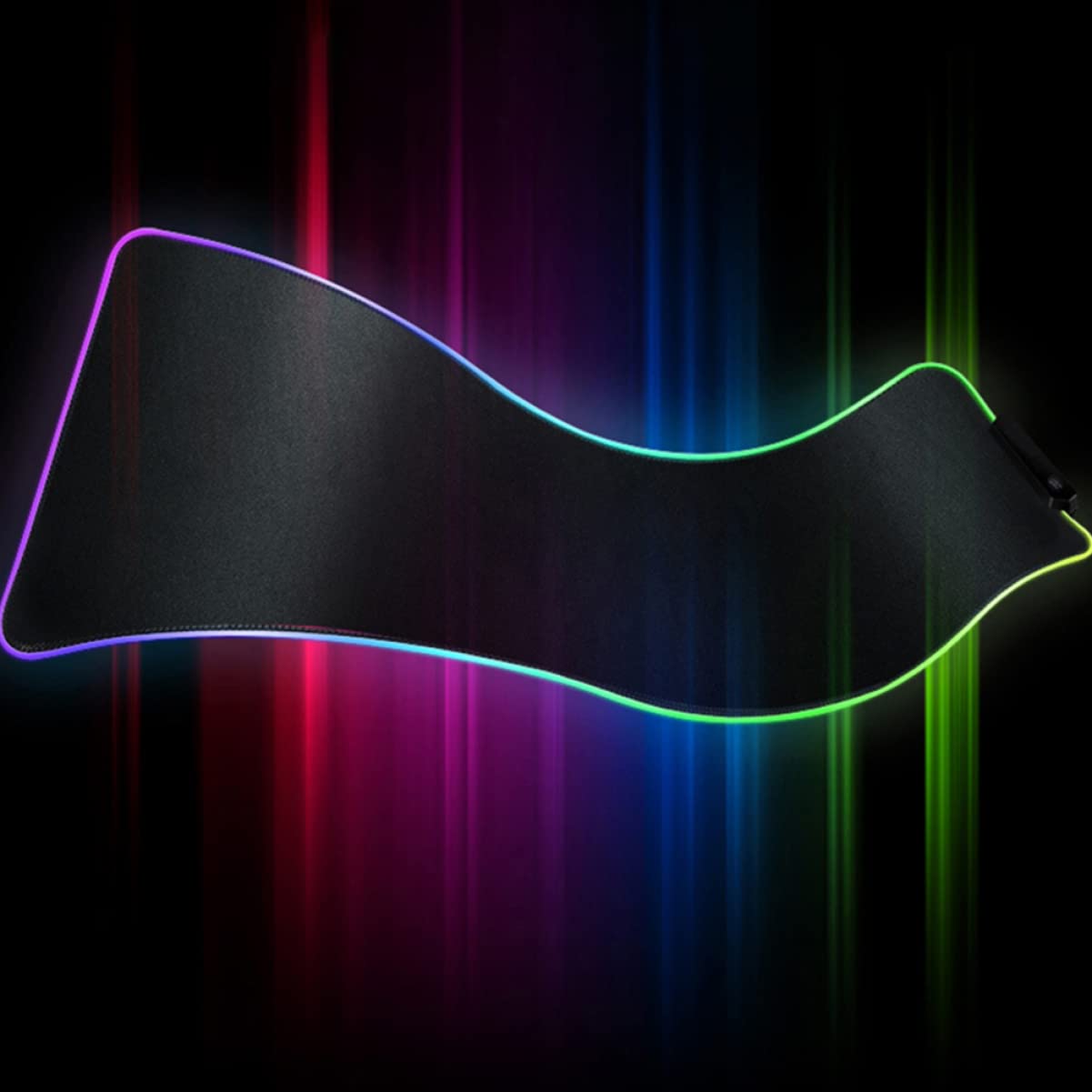 Tappetino per Mouse LED Rgb 800x300 Mm Nero in Gomma | Resistente All’acqua e Sporco, Memoria Spegnimento, Spandex Finitura Luminosa
