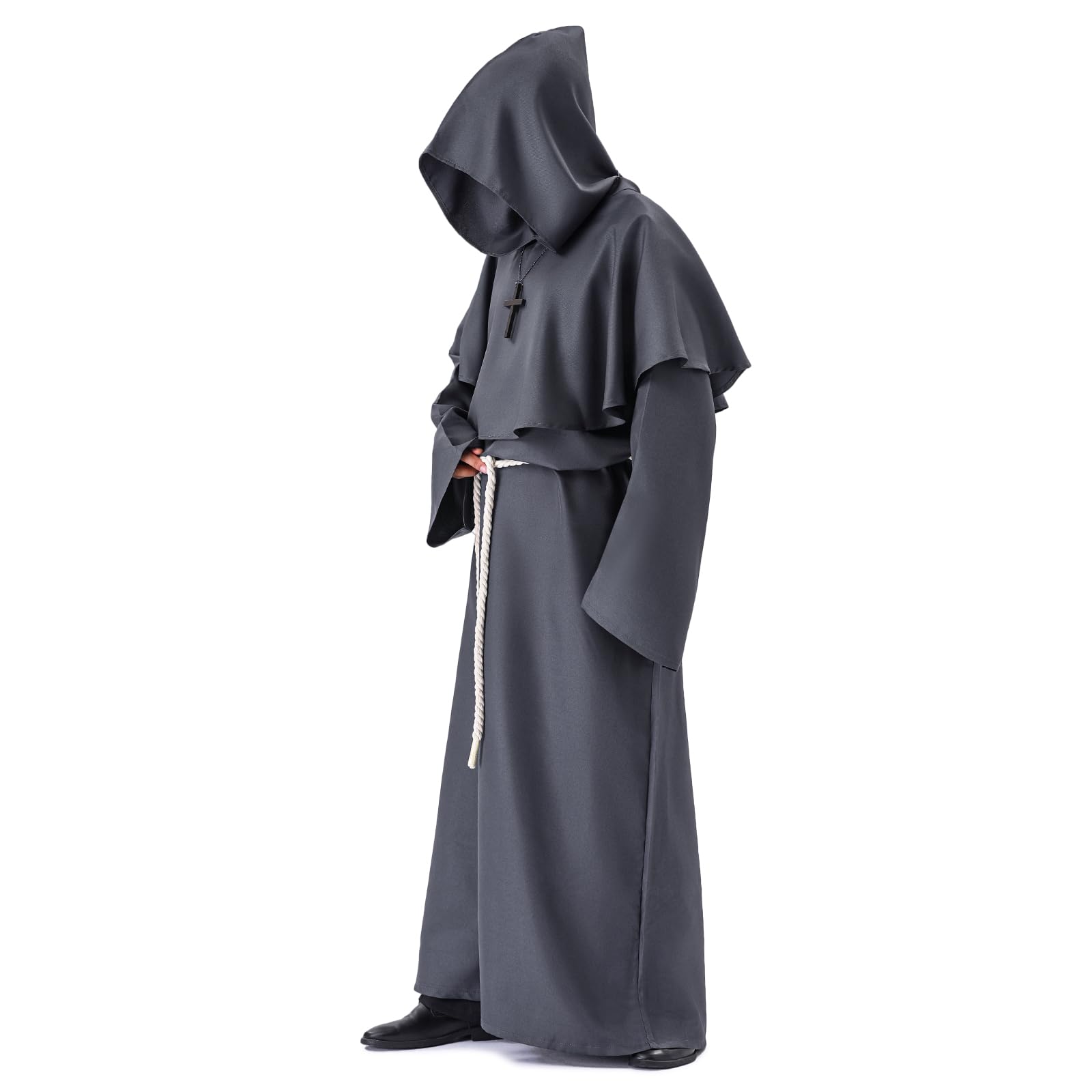 Myir JUN Costume da Monaco Sacerdote Accappatoio Frate Medieval Rinascimentale Saio Ideale per Halloween Carnevale