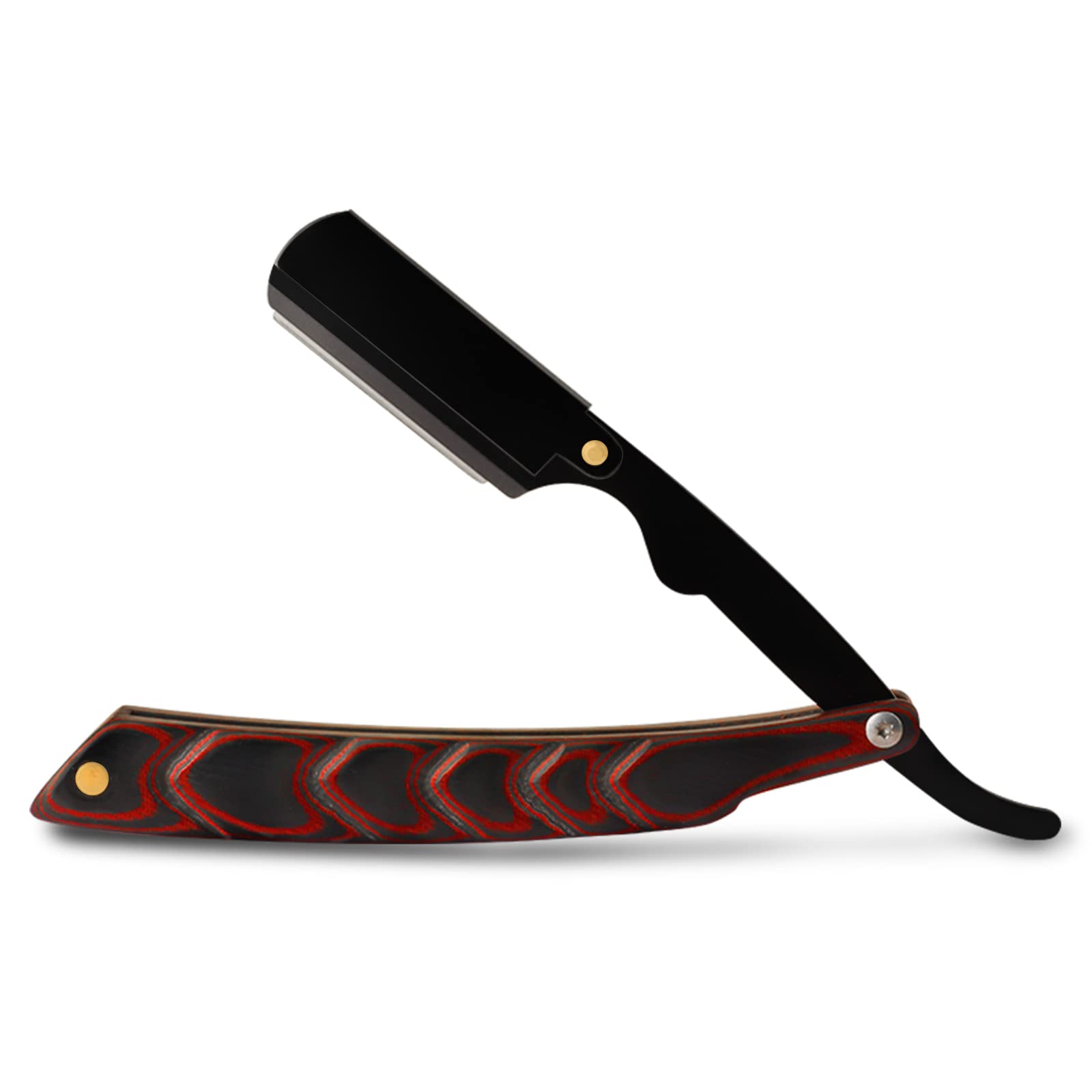 Professional Barber Straight Edge Razor for men, Wooden Handle Straight Razor, Stainless Steel Straight Shaving Razor for Close Shaving Moustache, Trim Side Lines, Beard Shaper (Black)