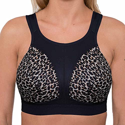 Gemm Ladies Plus Size Sports Bra for Women High Impact No Bounce Non Wired Large Busts Including Free Bra Extender Gym Exercise Yoga Running Athletic Workout Sportswear (46 C, Animal Print)