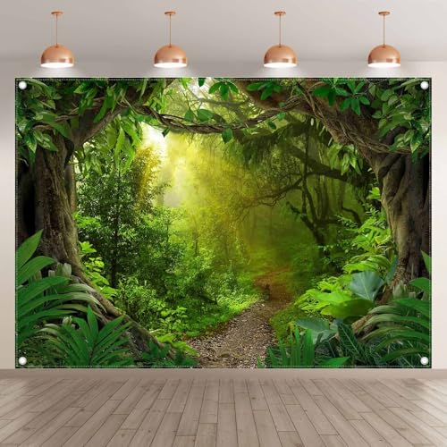 Fondo Fotográfico Jungla 7x5ft Verde Tela Poliéster miniatura 2