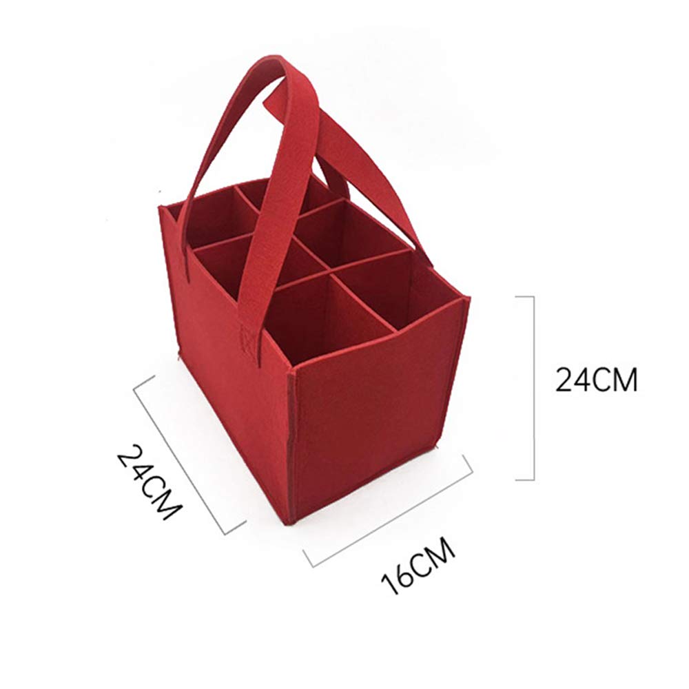 Borsa Portabottiglie In Feltro - 6 Scomparti, 24x18x28cm, Grigio Scuro, Per Vino E Bevande - Foto 8
