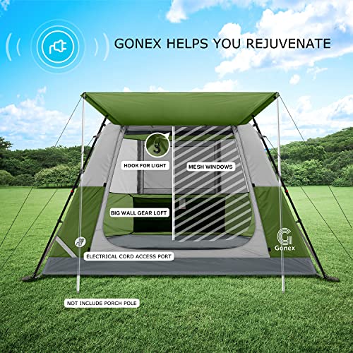 Gonex ワンタッチテント 4人用 前室付き 防水 通気 オシャレ ファミリー 耐水圧3000mm 設営簡単 キャンプ テント ツーリング テント 初心者向け 防風 防災 説明書付き 4枚目
