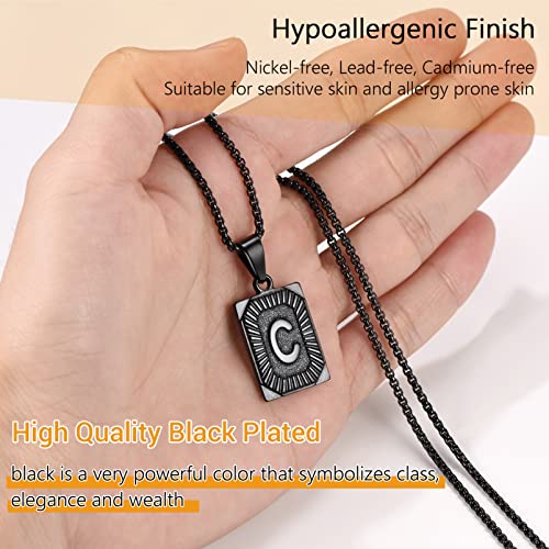 Prosteel W Necklaces With Initials Mens Jewelry Stainless Steel Square Pendant Black Necklace #TOP3