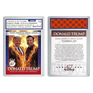 1pc 2024 47th US President Donald Trump with Elon Musk Trading Card Make America Great Again Rating Card Collection Fans Gift