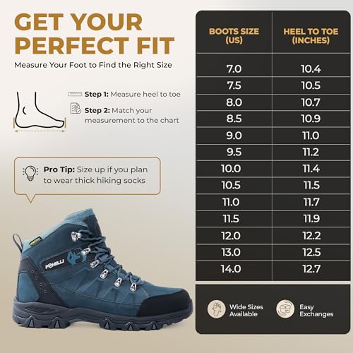 Image of Foxelli Men's Hiking Boots - Waterproof Breathable & Lightweight Suede Leather Hiking Boots for Men
