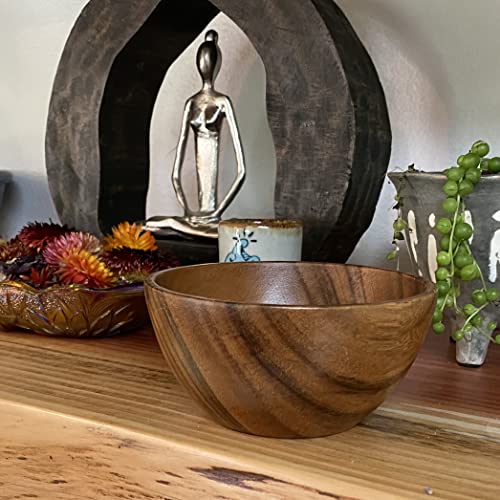 Wrightmart Wood Bowl, Set Of 4 Bowls For Food, Salads, Snacks, Nuts, Appetizers, Candy, Nut Mixes, Rustic Durable Hand Crafted Acacia Serveware, 5” Diameter, Natural #TOP2
