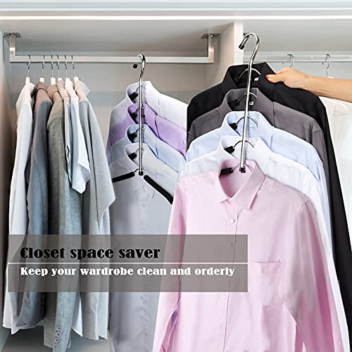 Hangers Space Saving Clothes Hanger 4 Packs Swing Arm Non Slip Padded Coat Hanger 5 Layers Heavy Duty Stainless Steel Sweater Shirt Hanger Closet Storage Organizer #TOP4