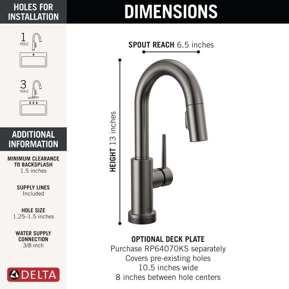 Delta 9959-KS-DST Single Handle Pull-Down Bar/Prep Faucet - Amazon.com