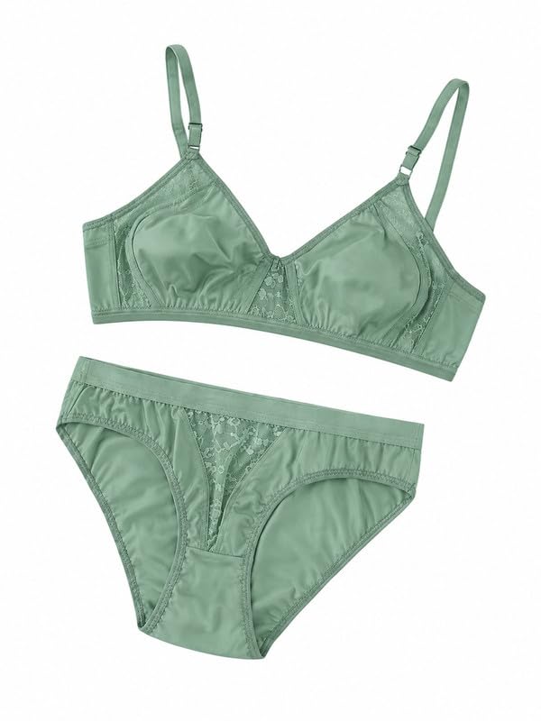el dinero Women’s Cotton Blend Camisole Style Bra Panty Set – Non-Padded Wire-Free Chami Bra with Matching Panty, Smooth & Comfortable Everyday Innerwear Set-picture-26