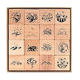 Vintage Wooden Rubber Stamps, RISYPISY 16Pcs Mountain Decorative Rubber Stamp for Scrapbooking, Diaries, Planners, Cards