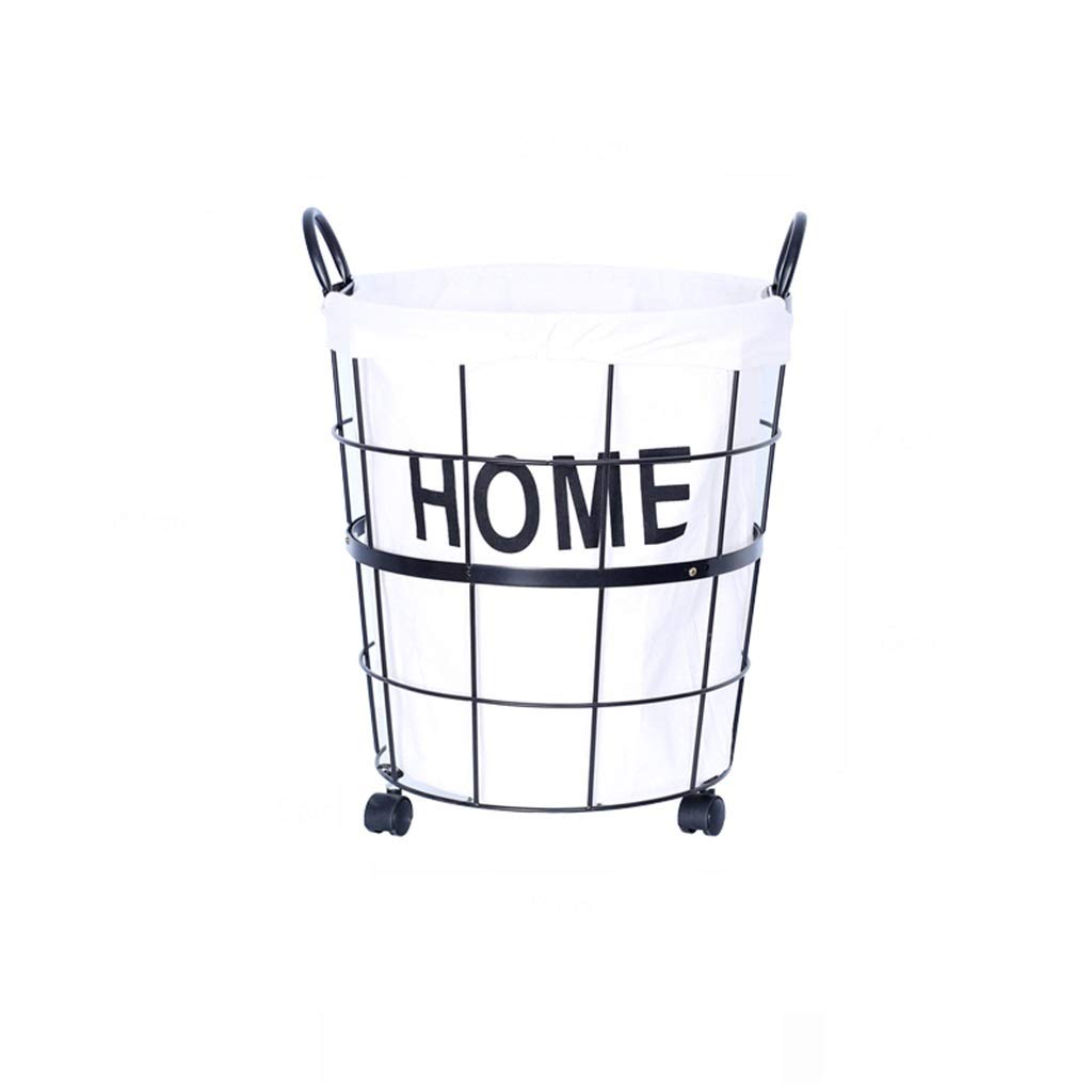 QICLOTH Cesto De La Ropa, Forro De Arte Retro Forro Extraíble Cubo De Ropa Sucia con Polea Utilizada for Baño Cuarto De Baño (Color : Casters, Size : S)
