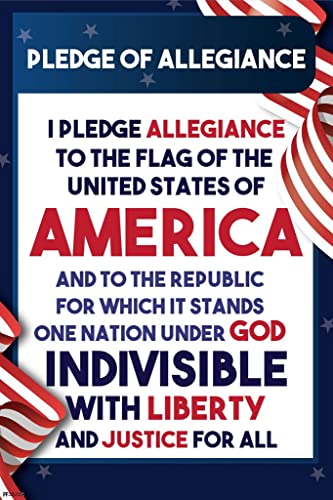 Image of Pledge Of Allegiance Poster For Classroom Kids Homeschool Educational Classrooms United States American Decor Cool Wall Art Print Poster 16x24