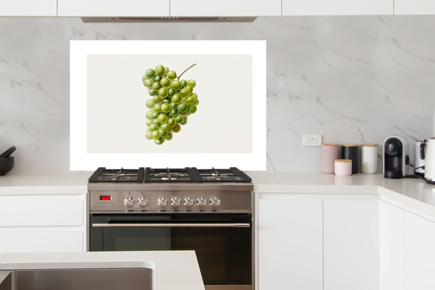 MuchoWow Spritzschutz Küche Küchenrückwand Alu Poster Bilder 120x80 cm Lebensmittel - Weintrauben - Obst