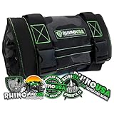 Rhino USA Tool Bag Roll - Heavy Duty Canvas Organizer Pouch for Tools - Ultimate Travel Tool Storage Kit for UTV, Car, Truck, 4x4 Offroad - Upgraded with Labeled & Removable Pouches - Secured for Life