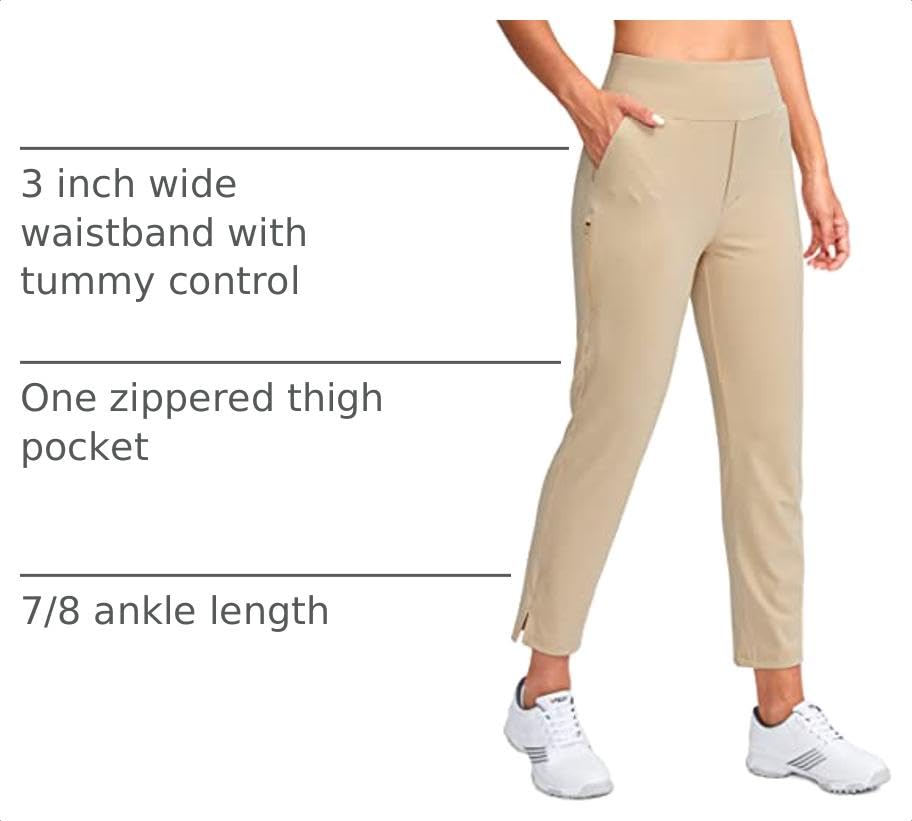 Image of YYV Women's Golf Pants High Waist Stretch Ankle Pants with Pockets