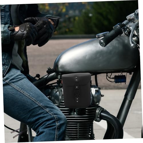 Sacoche de moto rétro noire en cuir synthétique vintage Abaodam