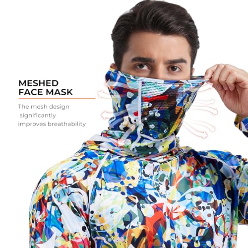 Rodeel UPF 50+ Men’s Long Sleeve Performance Fishing Hiking Shirt with Mask UV Neck Gaiter Hoodie3