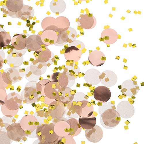 Image of Round Tissue Paper Table Confetti Dots for Wedding Birthday Party Decoration, 1.76 oz (Rose Gold Confetti, 2.5 cm)
