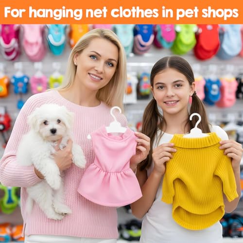 72 Pcs Dog Clothes Hangers, 7 Inch White Plastic Pet Clothes Hangers with Anti-Slip Design, Small Pet Clothing Hanger for Wardrobe Organization, Cat & Puppy Apparel
