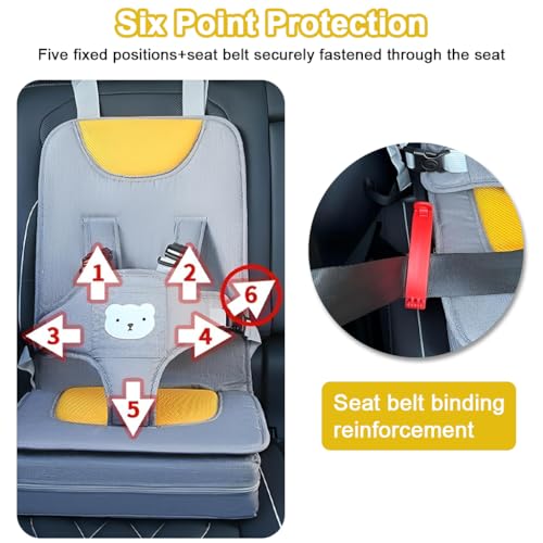Image of STHIRA Car Seat for Baby 0 to 5 Years Old, Portable Booster Child Car Seat Cushion with Safety Harness, Padded Travel Toddler Booster Seat, Anti-Slip Base, Headrest Hanging Safety Seat