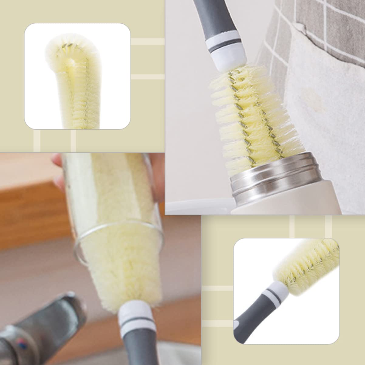 MAGICLULU 3piezas Cepillo De Limpieza para Botellas y Tazas Mango Herramienta Multiusos para Limpiar Biberones y Diseño para Remover Suciedad Interiores Color Aleatorio