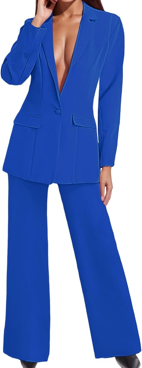 Damen Hosenanzug 2-teilig Business Elegant - Slim Fit Anzugjacke Mit Anzughose