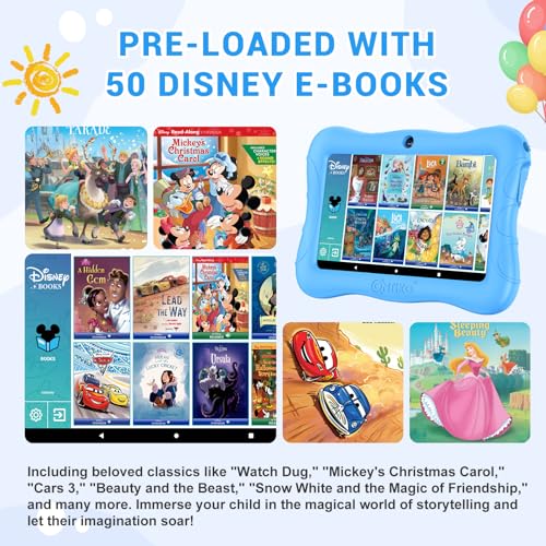 Image of Contixo V9 Kids Tablet, 7 inch HD Android Tablet with Parental Controls, Blue | 7 inch HD display, Android 11, 32GB storage, Wi-Fi, dual cameras, parental controls, protective case, ages 3-7.