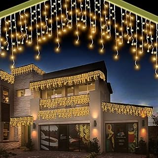 BUICXJKZ Icicle Outdoor Christmas Lights 600 LEDs - 17M/55ft Snow String Light Christmas House Fairy Lights, Outside Xmas Lights Warm White
