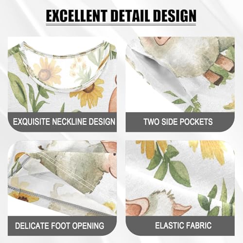 Pajama Sets Short Sleeve Farm Animals Flowers Soft Cotton Summer Sleepwear 2 Piece PJS Size 5-14T3