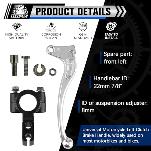 LOCOPOW 22mm 7/8 inch Motorrad Vorne Links Kupplungsbremshebel,Kupplungshebel Ersatz für Taotao 50cc 70cc 90cc 110cc 125cc Dirt Pit Bike Hydraulischer Kupplungszylinder