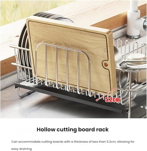 Stainless Steel Dish Drying Rack with Cutting Board Holder - Space-Saving Kitchen Dish Drainer & Drainboard 40x30x18cm Ideal for Home nization & Countertop Efficiency - Image 4